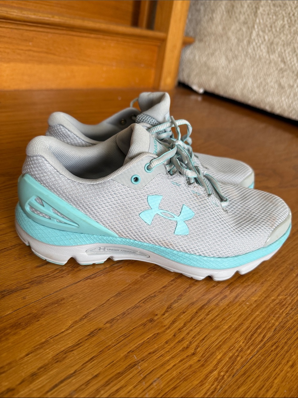 Under Armour Women's Athletic Sneakers - Light Gray & Aqua Blue
